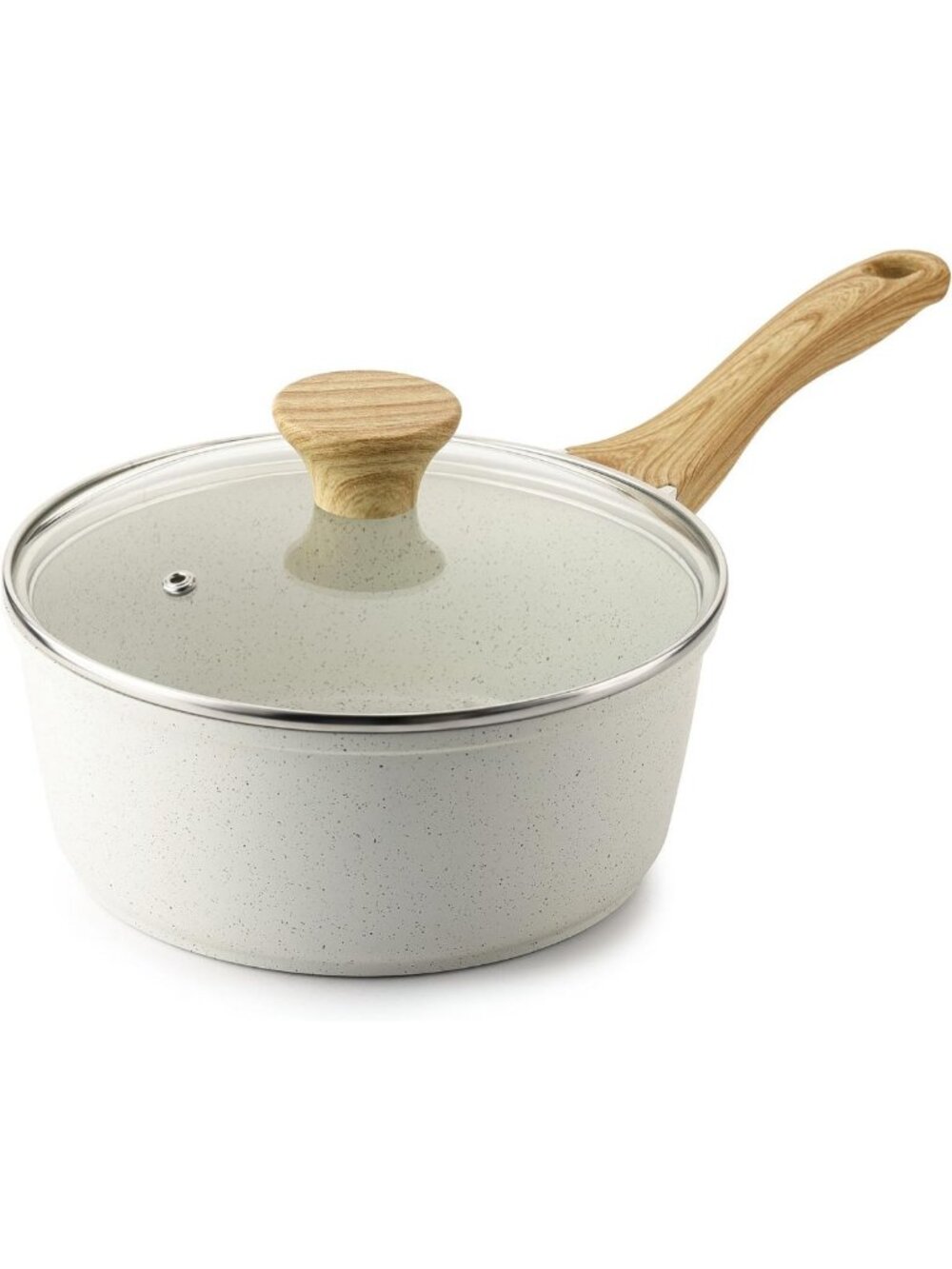 2QT Ceramic Nonstick Saucepan with Lid - Eco-Friendly, PTFE/PFAS Free Cookware